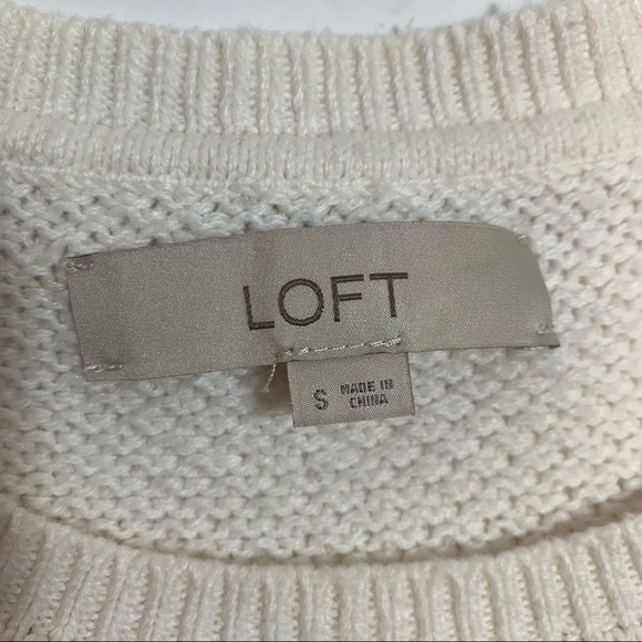 Loft Sweater Ivory White Open Cable Knit - Picture 4 of 11